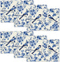 Flower Bird Placemats Set of 6, Blue Birds Place Mats,Blue and White Floral Waterproof Washable Table Mats for Home Party Indoor Kitchen Dining Table Decoration 12x18 Inch