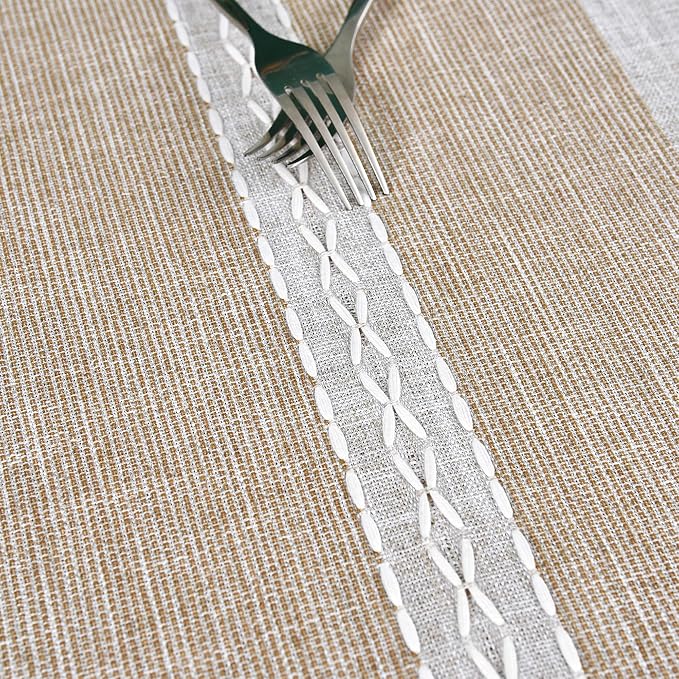 NEWISHER Farmhouse Braided Striped Embroidery Small Table Runner 36 inches | - Image 3