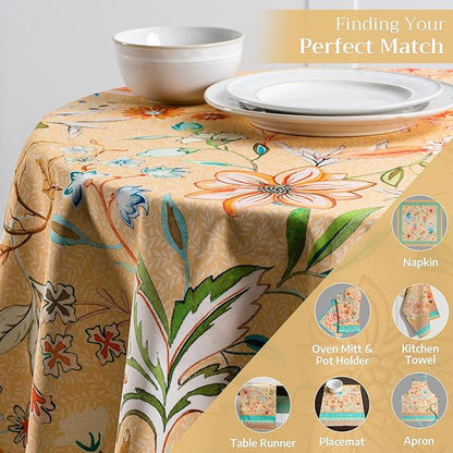 Maison d' Hermine Table Cloth Round Table 100% Cotton 69 Round Inches Tablecloth Reusable Decorative for Dining Room Farmhouse Home Valentines Day Decorations Spring Summer - Luxury Loft - Peach