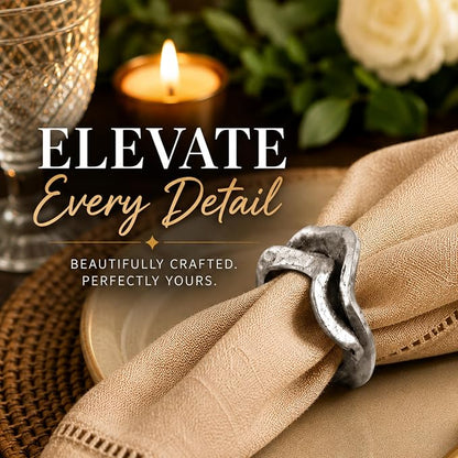 Modern Aluminum Napkin Rings Set of 8, Lightweight Metal Table Decor, - Image 5