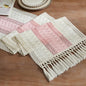 Macrame Style Bicolor Stitching Table Runner 14x108in Light Pink | Woven Boho by ZEEMARTONLINE