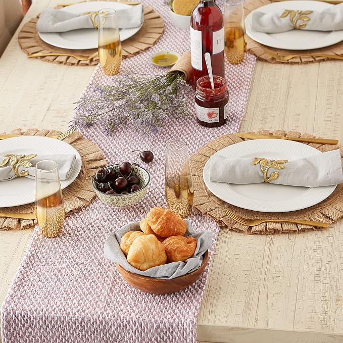 DII Woven Basics Collection 100% Cotton Knit Table Runner, Pale Mauve - Image 4