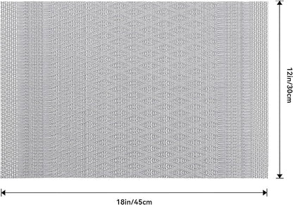Leetaltree Lunar Grey Placemats Set of 6 - Heat Resistant Non-Slip Place mats for Dining Table, Washable Durable PVC Vinyl Woven Table Mats（Lunar Grey, 6）