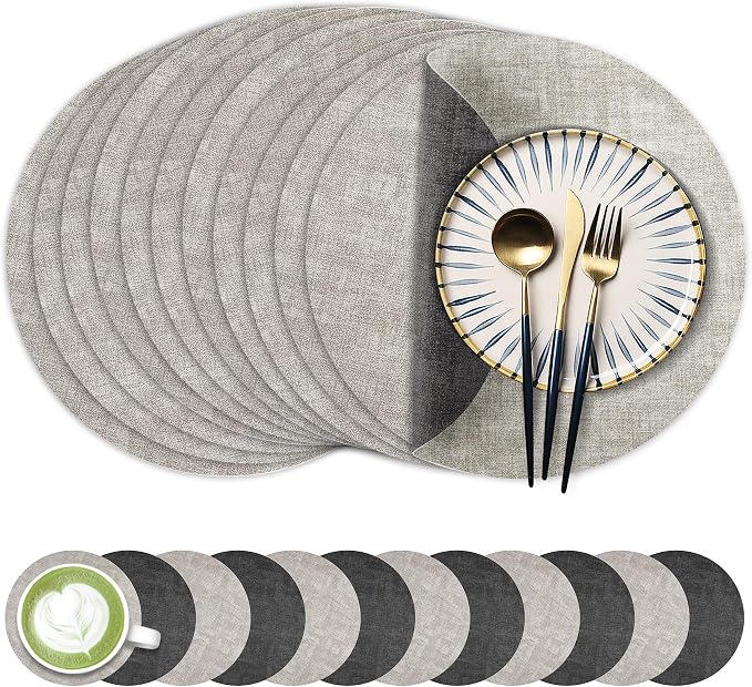 Fyvva Placemats Set of 12, Stain & Scratch Resistant, by Fyvva