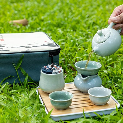 Ceramic Kungfu Tea Sets 12 Piece, Mini Protable Travel Tea Set - Image 3