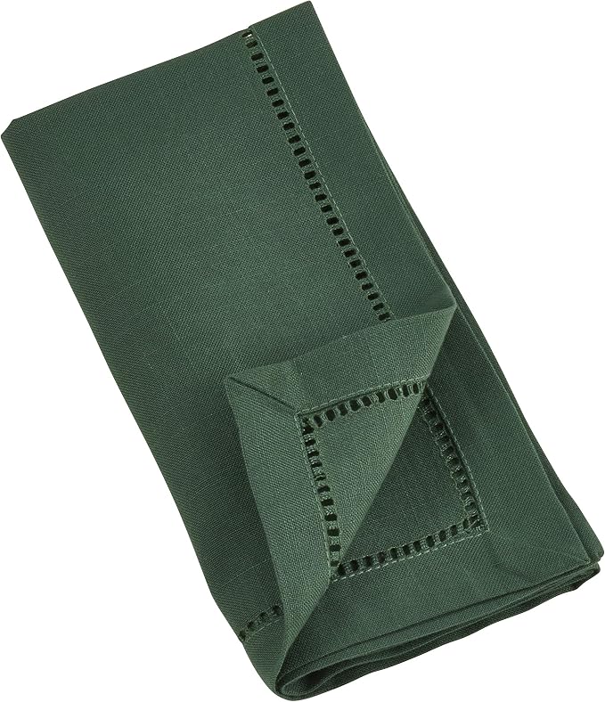 SARO LIFESTYLE Hemstitched Border Dinner Napkin, Jasper Green - Image 3