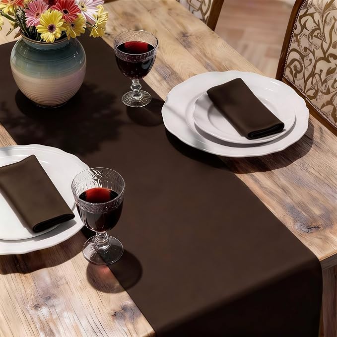 MEANMOY Brown Table Runner 72 Inches Long Waterproof Washable Table Runners | - Image 6