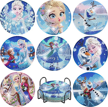 8 Pcs Diamond Painting Coasters Kit, Cartoon Diamond Art Coasters by Fuinkqe