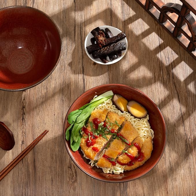 8 Inch Ceramic Ramen Bowl Set of 2, 40oz Japanese Bowls - Image 5