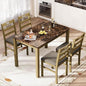 PHI VILLA Solid Wood Dining Table Set for 4, Marble Design Kitchen Table Chairs Set of 4, 5 Piece Space-Saving Dining Room Table Set for Apartment, Emperador Dark Marble& Olive