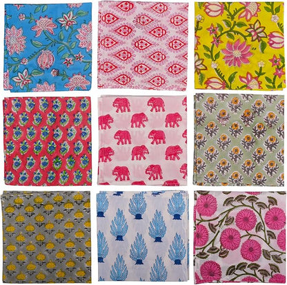 DIYANAIMPEX 10 Pc Cotton Cloth Napkins Hand Block Print Hand Made Size 16x16 by DIYANA+IMPEX
