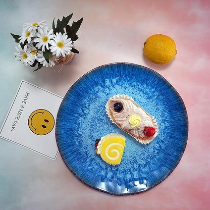 Melamine Dinner Plate Plastic Bread Butter Plates Set of 6 Pcs 11 inch Lightweight Shatter Proof Chip Resistant Dishwasher Safe Not Microware Not Oven(Light Blue)