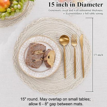 SHACOS 15 inch Round Braided Placemats Set of 12 - Image 6