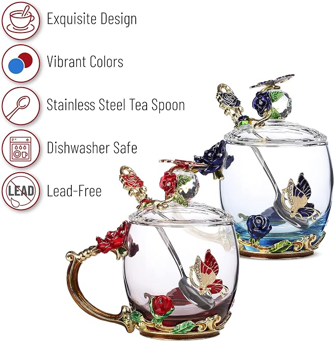 BTaT- Floral Glass Tea Cups - Image 4