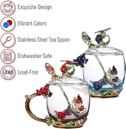 BTaT- Floral Glass Tea Cups - Image 4
