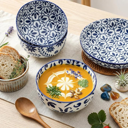 Cereal Bowls, 28 Ounce Ceramic Soup Bowls Set of 6, Large Bowl Set - Image 3