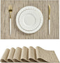 Leetaltree Light Brown Placemats Set of 6 - Heat Resistant Non-Slip Place mats for Dining Table, Washable Durable PVC Vinyl Woven Table Mats（Light Brown, 6）