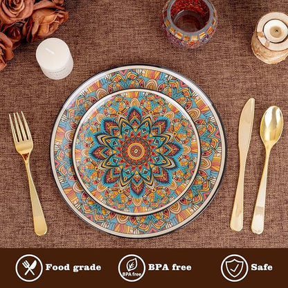 60PCS Bohemian Plastic Plates - Image 6