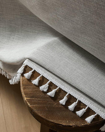 ZeeMart Contrast Linen Table Cloth Rectangle Table Cloths 60x120 Inch Grey, Farmhouse Style Heavy Weight Grey Tablecloth, Water Resistant Burlap Tablecloths