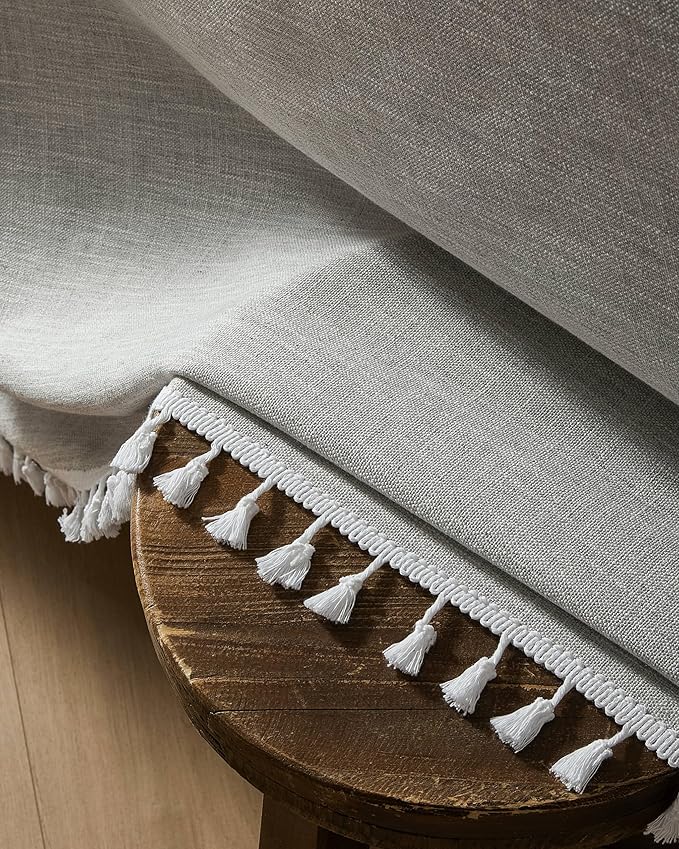 ZeeMart Contrast Linen Table Cloth Square Table Cloths 60x60 Inch Grey, Farmhouse Style Heavy Weight Grey Tablecloth, Water Resistant Burlap Tablecloths