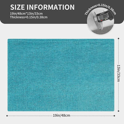 Cloth Placemats, Set of 6 Heat-Resistant Cotton Linen Blend Double Layered Machine Washable Place Mats, Wrinkle Free Thick Fabric Dining Table Mats for Indoors & Outdoors (Teal, 6)