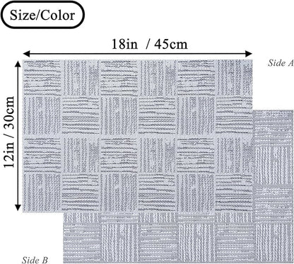 Placemats Set of 4 Plastic Vinyl Place Mats for Dinner Table, No-Slip Wipeable Table Mats Daily Use Patio Kitchen Decoration (18"x12", Grey)