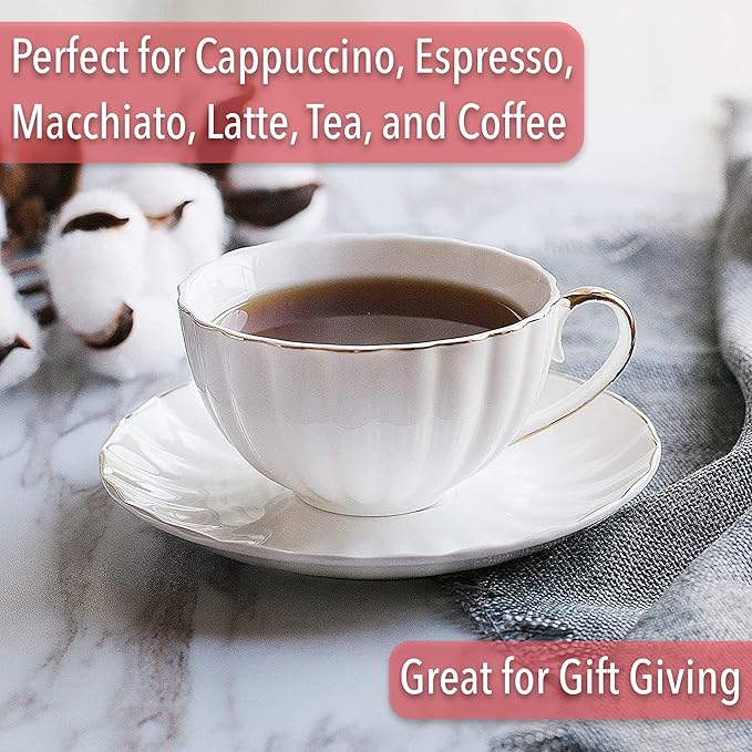 BTaT- Cappuccino Cups with Saucers 7 oz, Dishwasher Safe - Image 6