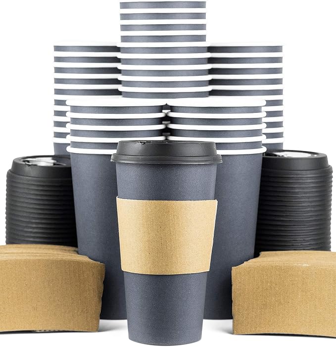 Disposable Coffee Cups With Lids - 20 oz To Go Coffee Cup With Lid. Large Togo - Image 2