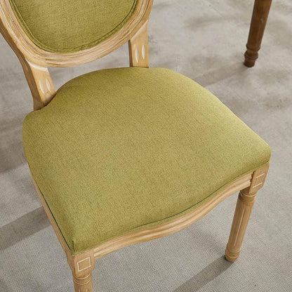 SoarFlash French Dining Chairs Set of 6, Vantage Dining Chair with Round Back, Wood Leg Farmhouse Country Rattan Dining Chair for Kitchen,Bedroom,Olive Green