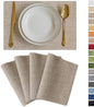 Demetex Burlap Placemats Set of 4 Heat Resistant Decorative Cloth Place Mats Wipeable Lined Linen Table Plate Mats for Party Dinner Gathering, Burlap