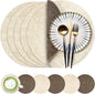 13-Inch Faux Leather Round Placemats Set of 6, Waterproof Anti-Slip Dual Sided Place mats, Heat Resistant Washable Table Mats with Coaster, Suitable for Indoor & Outdoor (6, Beige Dark Coffee)