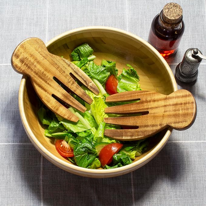 TB Home Salad Hands – Acacia Wood Salad Serving Utensils - Image 2