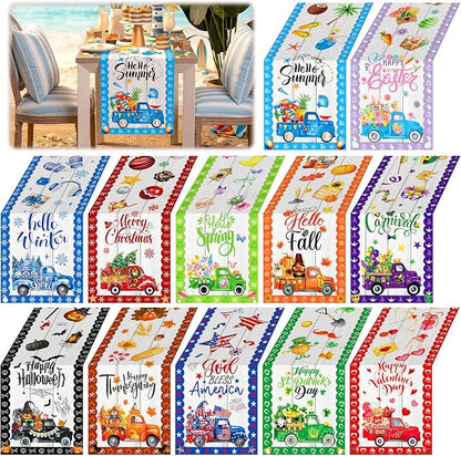 LemonRoad 12 Pcs Holiday Table Runner 72 Inches Seasonal Truck Table Decor by Unknown