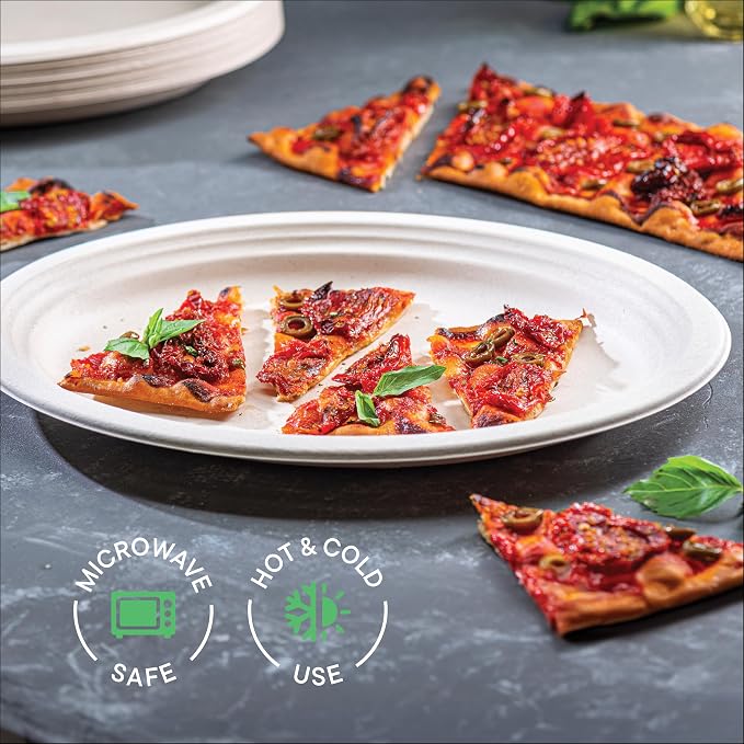 100% Compostable Oval Paper Plates Elegant Disposable Dinner Platter Heavy-Duty - Image 4