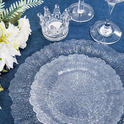 U-QE 60 Pieces Clear Plastic Plates for Party - Disposable & Reusable - Reef Disposable Plates - Premium Hard Plastic Plates for Wedding - Including 30 Dinner Plate 10 '' & 30 Dessert Plate 7 ''