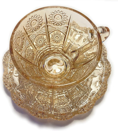 Mazeology Vintage Embossed Sunflower Flower Design Set of Two Amber Pressed - Image 4