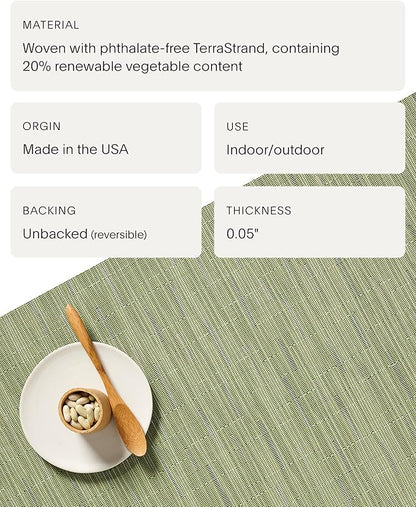 Chilewich Bamboo Placemats Set of 4 - Round Woven Placemats - Reusable, Stain-Resistant, Indoor/Outdoor Tabletop Protection - 15" - Spring Green
