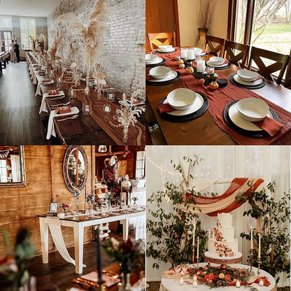 12 Pack Rose Gold Cheesecloth Table Runner 10ft Boho Gauze Cheese Cloth Table - Image 7