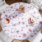Walrus Round Vinyl Fitted Tablecloth with Flannel Backing Elastic Edge Design Table Cover Waterproof Oil-Proof PVC Table Cloth Stain-Resistant Best for 45"-56" Round