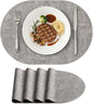 Placemats Set of 4, 11.8 x 17 Inch, Light Grey | Heat Resistant Oval Faux by homing
