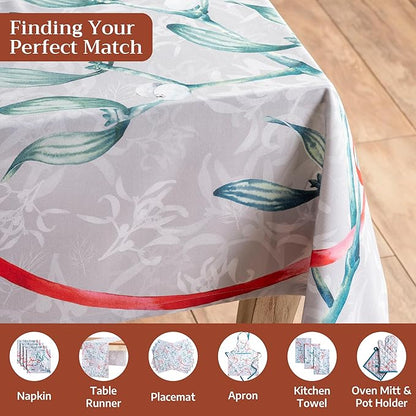 Maison d' Hermine Table Cloth Rectangle Table 100% Cotton 60 x 108 Inches Fall Tablecloth Reusable Everyday Use for Thanksgiving Christmas Decorations Dining Farmhouse Party (Enora)