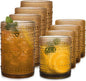 Amber Hobnail Drinking Glasses Set of 8, 15 oz Vintage Highball Glassess & 12 by JPPSUJJ