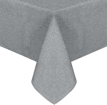 JIUZHEN Square Table Cloth Faux Linen Farmhouse Tablecloth Wrinkle & Stain Resistant Table Cover for Kitchen Dining, Holiday Party Dinner, Grey, 70 x 70 Inch