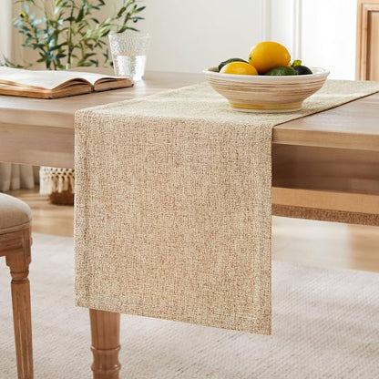 Burlap Style Farmhouse Table Runner, 14x48 Inches Oatmeal Beige | Thick Durable by ZEEMARTONLINE
