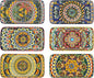 Henten Home Porcelain 10 Inch Dinner Plates, Ceramic Rectangular Salad Plate Set of 6, Bohemian Serving Dishes for Sushi, Pasta, Appetizer, Microwave & Dishwasher Safe