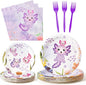 96Pcs Purple Axolotl Cute Cartoon Animals Party Plates Supplies Tableware by G1ngtar