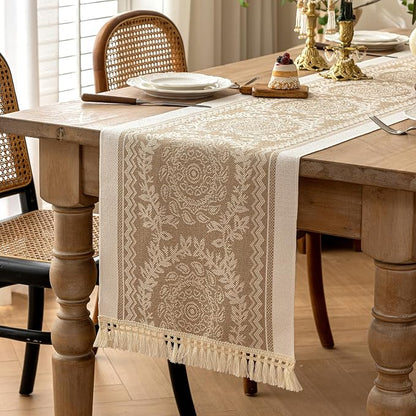 Coffee Mandala Linen Table Runner by UWWGKK