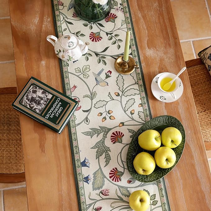 bilin gaier Designer French Linen Table Runner, Floral Pattern, Dining Table - Image 8