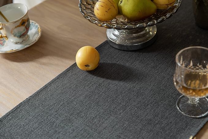 Graphite Grey Table Runners 48 Inches Long, Burlap Linen Style Rustic Farmhouse - Image 5