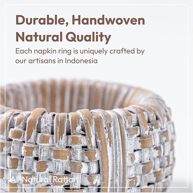 Handmade Wicker Rattan Napkin Ring Set of 12 – Natural Rattan Napkin Rings Boho - Image 2